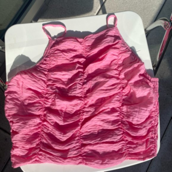 Zara Ruched/Draped Pink Crop Top - Picture 5 of 6